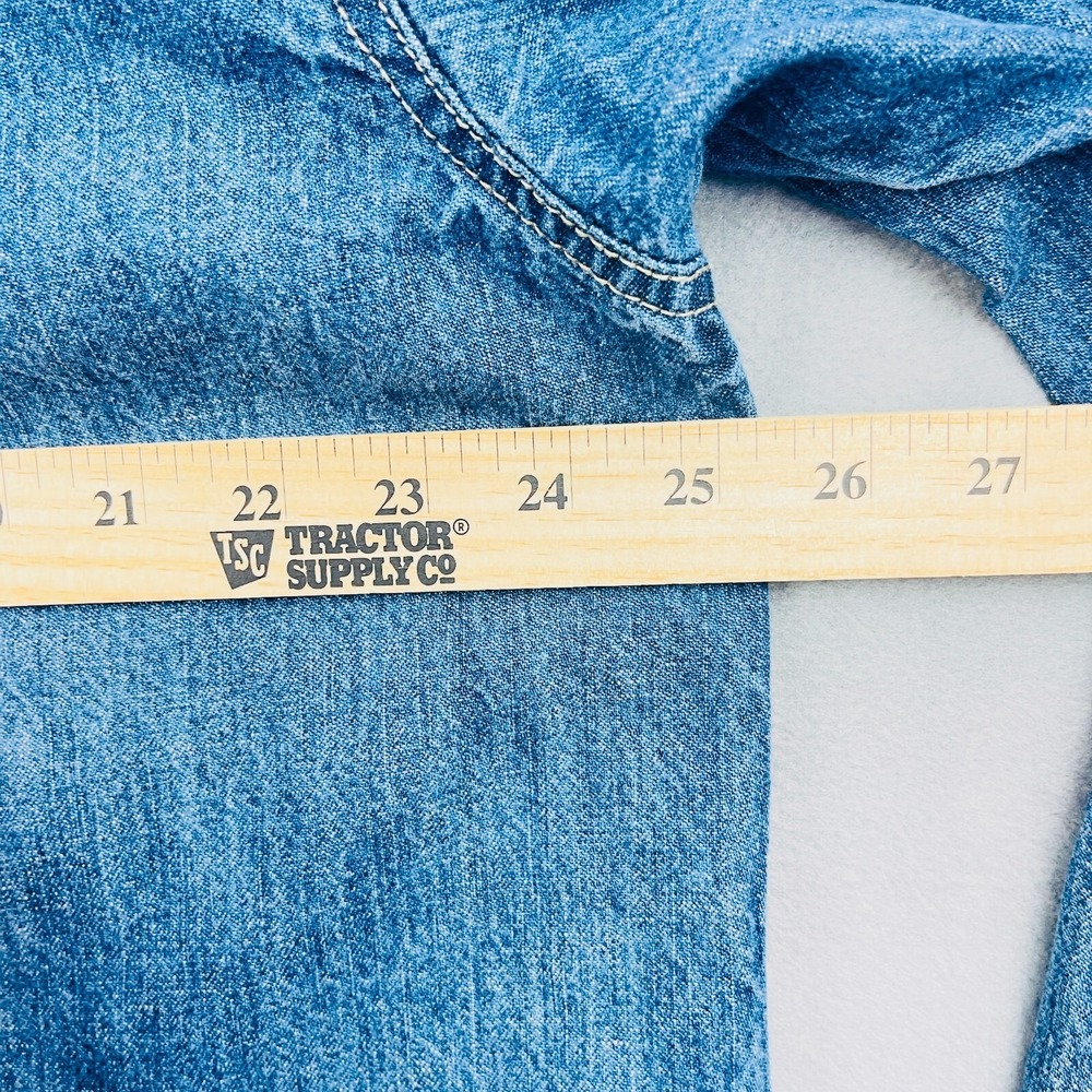 Vtg Rocawear Denim Jean Shirt Mens Sz XL Blue Relaxed Fit Square Tail Shaket Y2K - Picture 4 of 10